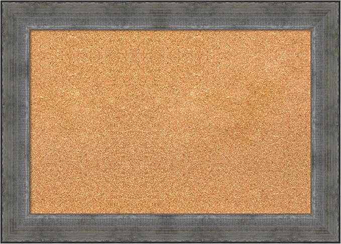 Amanti Art Natural Cork Board for Wall, 20x28 Vision Board with Silver Wood Frame, Medium Corkboard Office Decor for Home Organization, Casual Corkboard Pinboard to Display Items for Home-DeskLoop Office