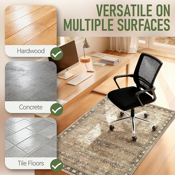 Office Chair Mat for Hardwood Floor, Non-Slip Under Desk Mat Rug for Rolling - Image 7