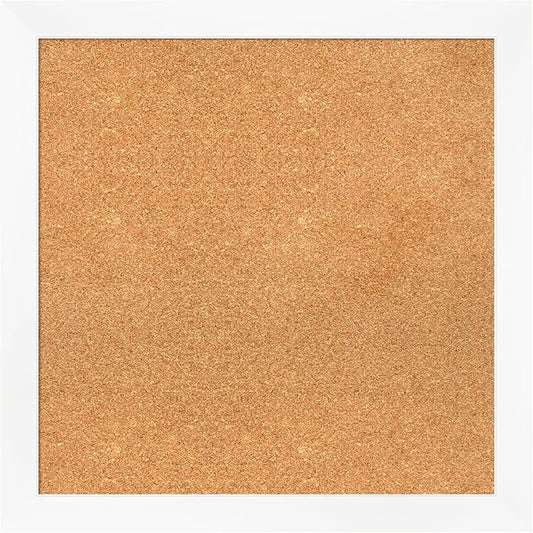 Amanti Art Natural Cork Board for Wall, 27x27 Vision Board with White Frame, Medium Corkboard Office Decor for Home Organization, Modern Corkboard Pinboard to Display Items for Home Organization in-DeskLoop Office