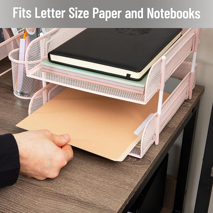 Mind Reader Stackable Paper Tray, Desktop Organizer, File Storage, Metal Mesh - Image 6