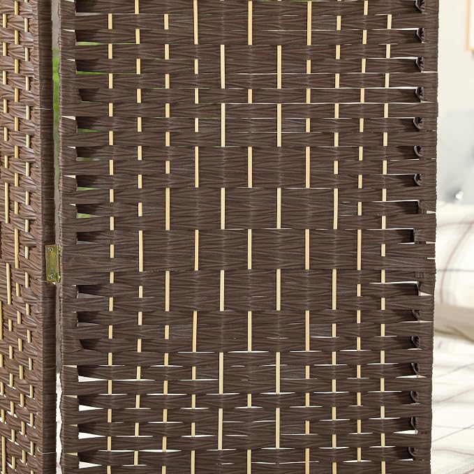 HOMCOM 3 Panel Room Divider, Hand-Woven Freestanding Wall Partition - Image 8