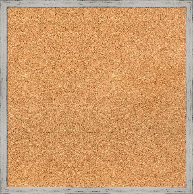 Amanti Art Natural Cork Board for Wall, 21x21 Vision Board with White Frame, Medium Corkboard Office Decor for Home Organization, Cottage Corkboard Pinboard to Display Items for Home Organization in-DeskLoop Office