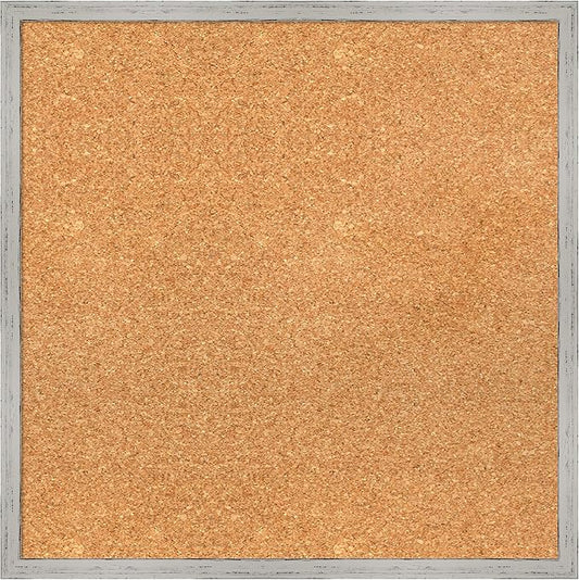 Amanti Art Natural Cork Board for Wall, 21x21 Vision Board with White Frame, Medium Corkboard Office Decor for Home Organization, Cottage Corkboard Pinboard to Display Items for Home Organization in-DeskLoop Office