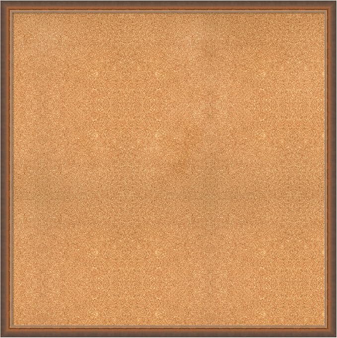 Amanti Art Natural Cork Board for Wall, 38x38 Vision Board with Bronze Frame, Oversize Corkboard Office Decor for Home Organization, Modern Corkboard Pinboard to Display Items for Home Organization-DeskLoop Office