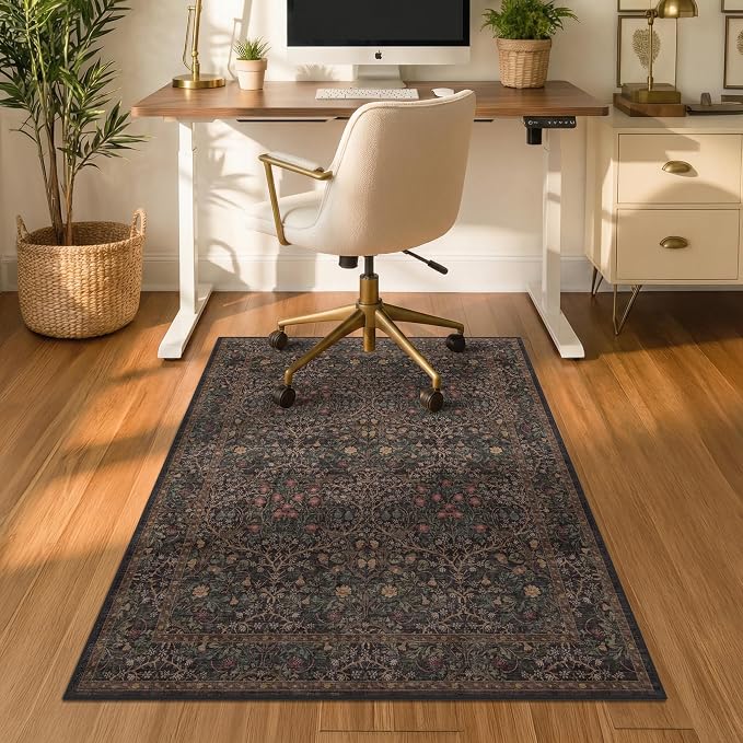 Dark Brown 3x4 Washable Office Rugs by JTJ