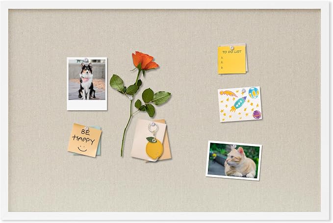 DAHAPYBOO Cork Board with Linen White, Bulletin Board 30"x20" | Hanging by DAHAPYBOO