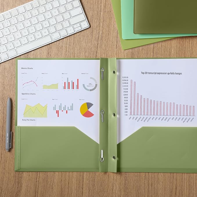 Mr. Pen- Plastic Folders with Pockets and Prongs, 5 Pack, Letter Size | Green - Image 5