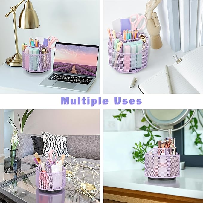 Exerz Desk Organiser/Mesh Desk Tidy Candy/Pen Holder/Multifunctional Organiser 360 Rotating-DeskLoop Office