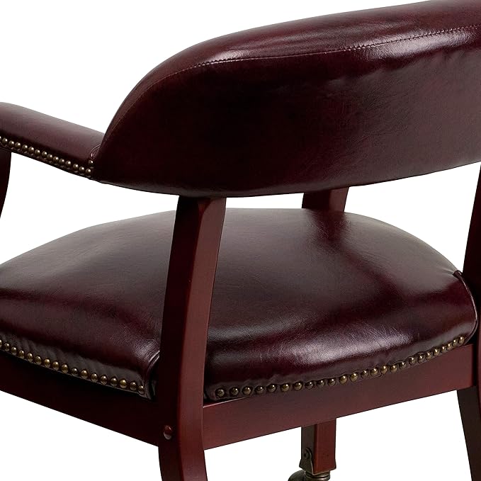 EMMA + OLIVER Oxblood Vinyl Luxurious Conference Chair with Casters-DeskLoop Office