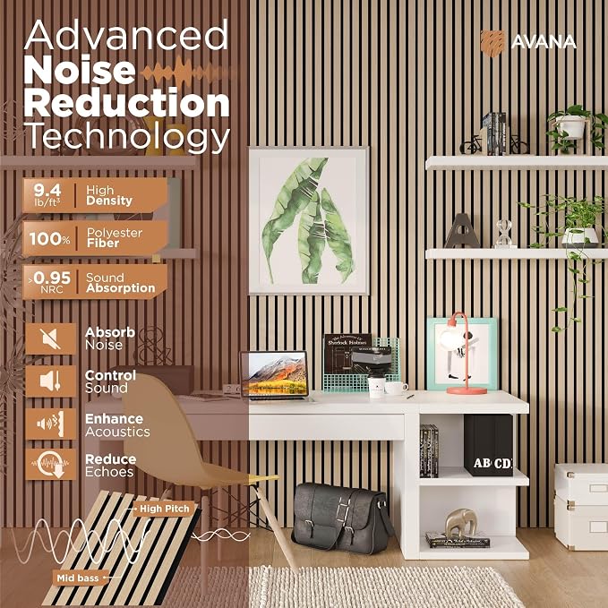 Avana Modern Acoustic Wood Wall Panels – 94.4 X 12.6 Inch White Oak Acoustic - Image 5
