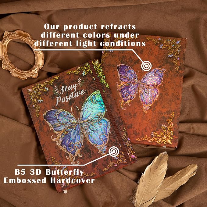 B5 Hardcover Journal for Women & Men -Butterfly Aesthetic Lined Notebook | 192 - Image 6