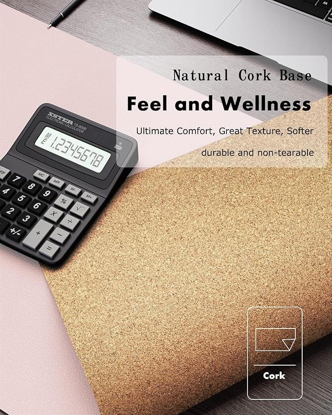YSAGi Double-Sided Desk Pad, Leather Desk Mat, Eco Cork Desk Pad Protector - Image 3