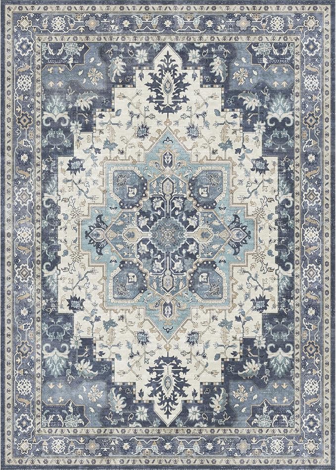 GENIMO 6x9 Area Rugs for Living Room, Machine Washable Non Slip Vintage Rugs - Image 8