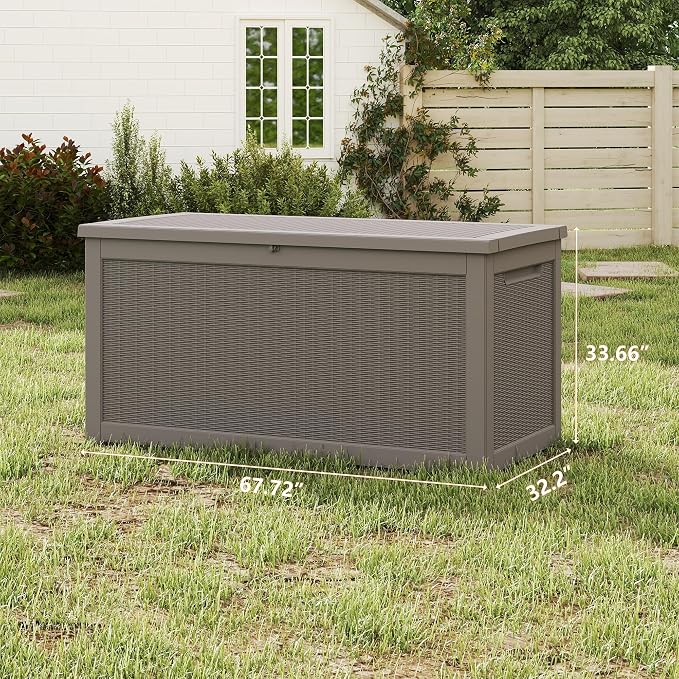 Yardgrace 320 Gallon Outdoor Storage Box Waterproof, Resin Deck Boxes - Image 4