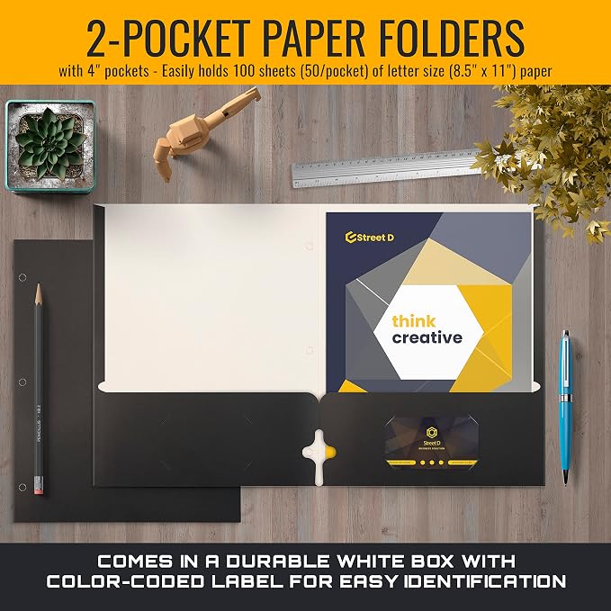 Better Office Products Two Pocket Portfolio Folders, Letter Size Paper Folders - Image 3