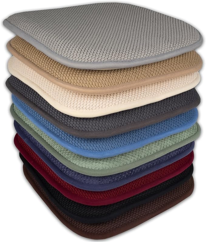Sweet Home Collection Memory Foam Chair Cushion Honeycomb Pattern Solid Color - Image 7