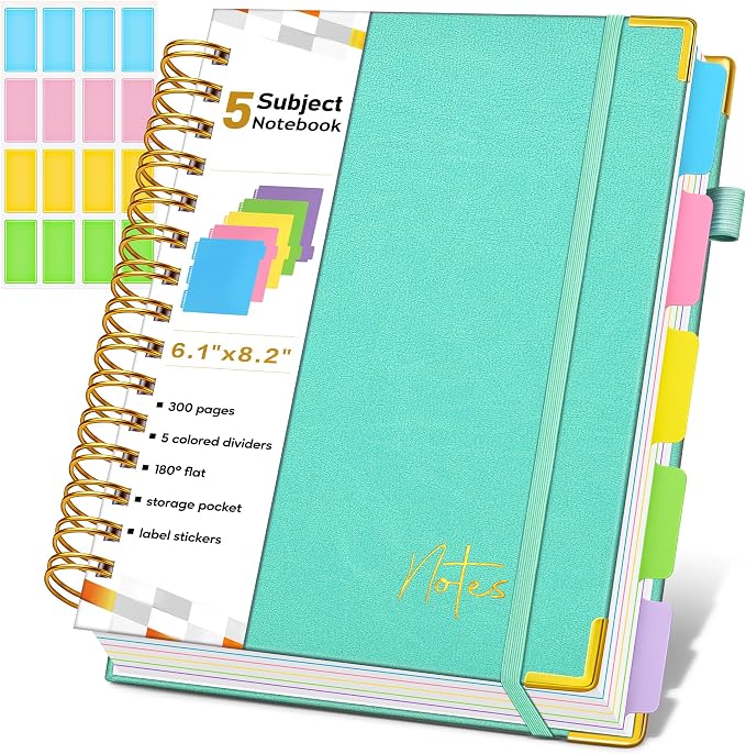 Spiral Notebook Journal with Removable Dividers Tabs, 300 Pages Hardcover by Unknown