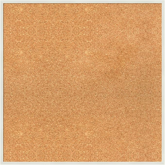 Amanti Art Natural Cork Board for Wall, 23x23 Vision Board with White Frame, Medium Corkboard Office Decor for Home Organization, Modern Corkboard Pinboard to Display Items for Home Organization in-DeskLoop Office