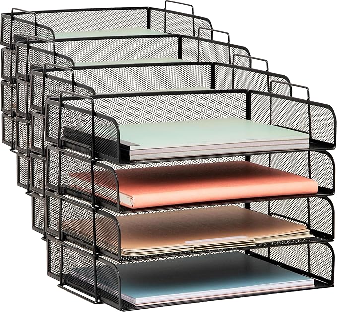 Mind Reader Stackable Paper Tray, Desktop Organizer, File Storage, Metal Mesh by MindReader