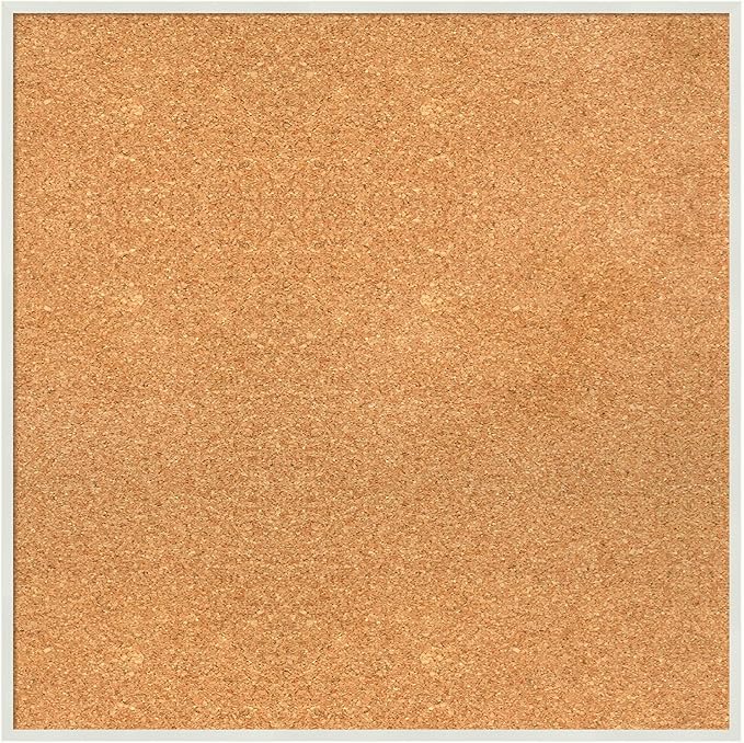 Amanti Art Natural Cork Board for Wall, 25x25 Vision Board with White Frame, Medium Corkboard Office Decor for Home Organization, Modern Corkboard Pinboard to Display Items for Home Organization in-DeskLoop Office