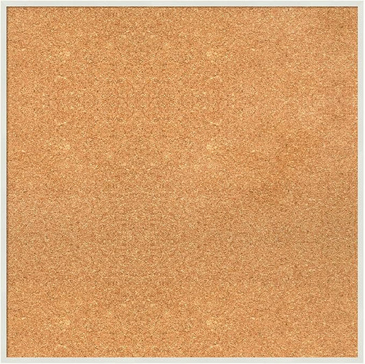 Amanti Art Natural Cork Board for Wall, 25x25 Vision Board with White Frame, Medium Corkboard Office Decor for Home Organization, Modern Corkboard Pinboard to Display Items for Home Organization in-DeskLoop Office