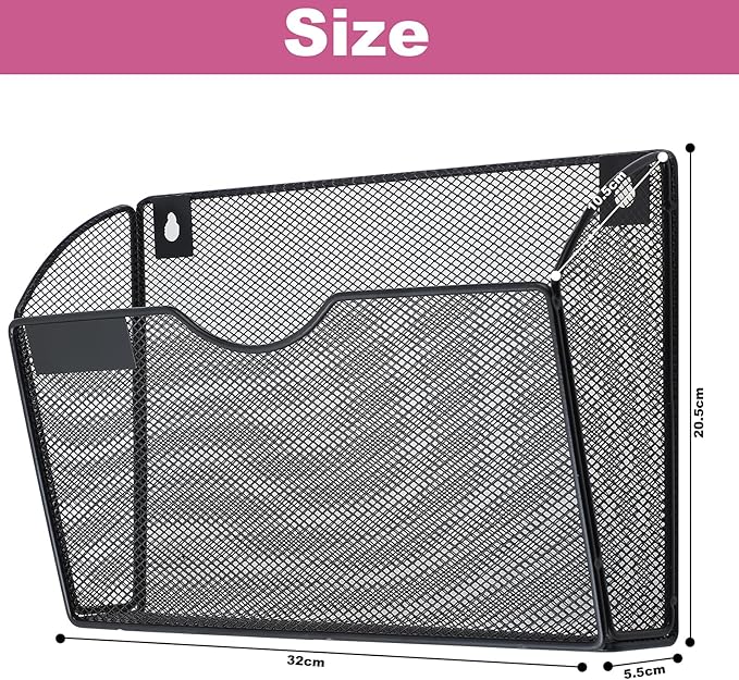 1 Pocket Mesh Wall File Holder Organizer Office Hanging File Folder Magazine - Image 2