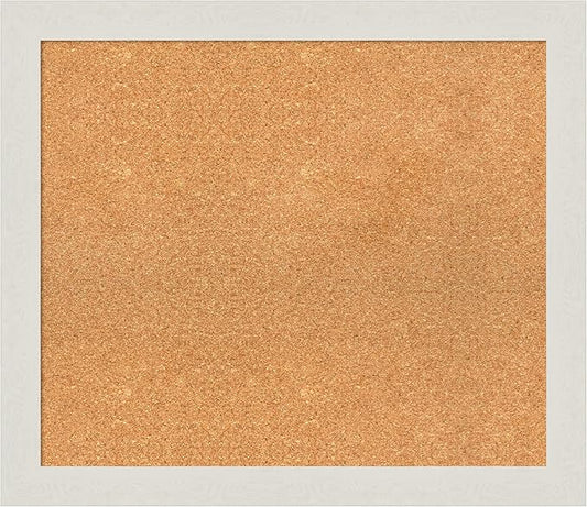 Amanti Art Natural Cork Board for Wall, 25x29 Vision Board with White Frame, Medium Corkboard Office Decor for Home Organization, Country Rustic Corkboard Pinboard to Display Items for Home-DeskLoop Office