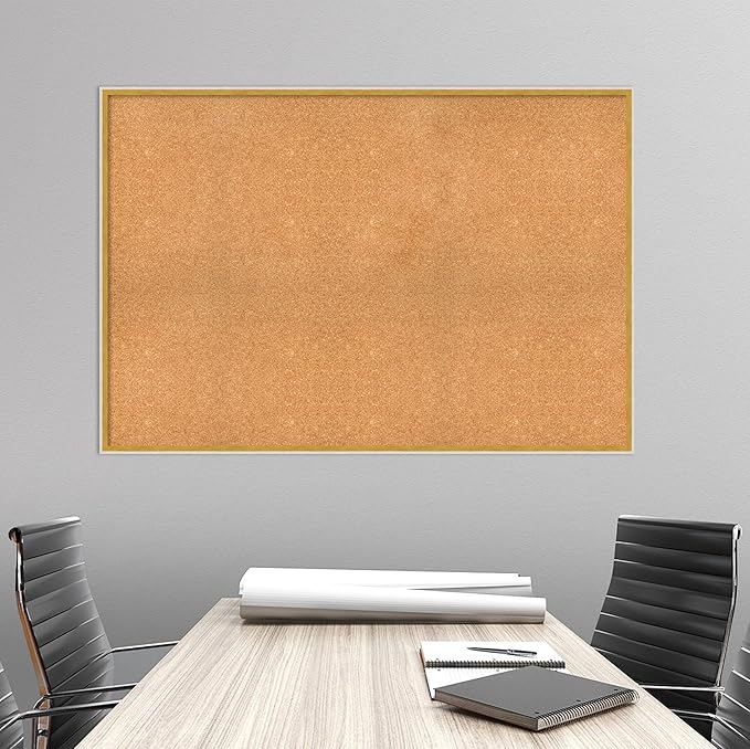 Amanti Art Natural Cork Board for Wall, 35x51 Vision Board with White Frame, Oversize Corkboard Office Decor for Home Organization, Modern Corkboard Pinboard to Display Items for Home Organization in-DeskLoop Office