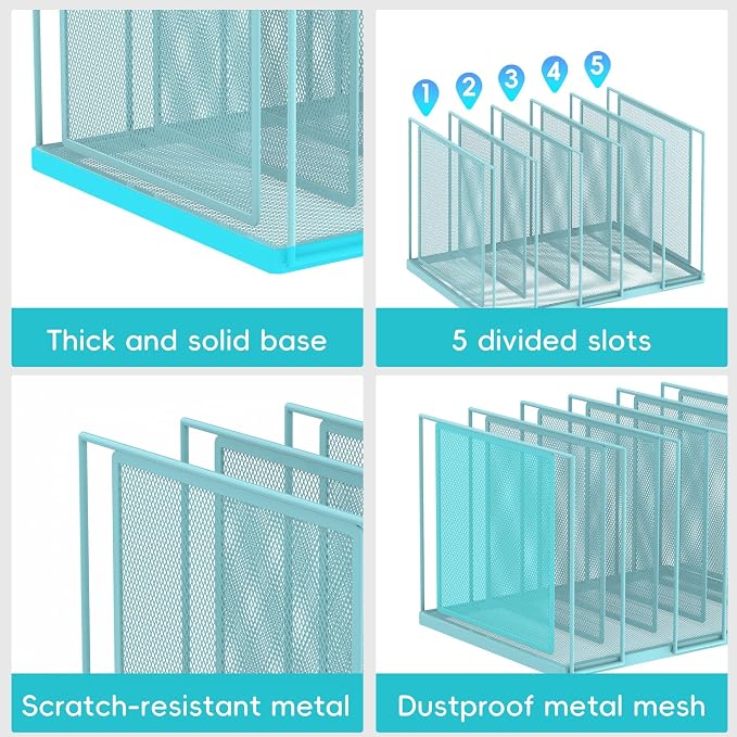 File Organizer for Desk, 5-Section Vertical File Sorter, Paper Holder Organizer - Image 5