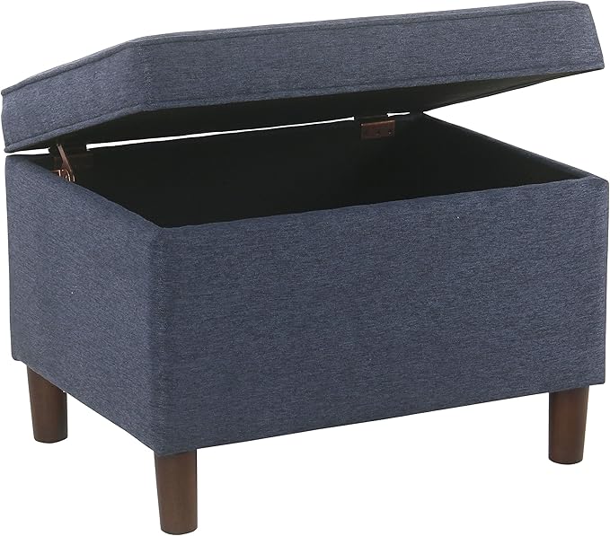 Home Decor | Dinah Collection Modern Storage Ottoman | Ottoman with Storage for Living Room & Bedroom (Navy)-DeskLoop Office