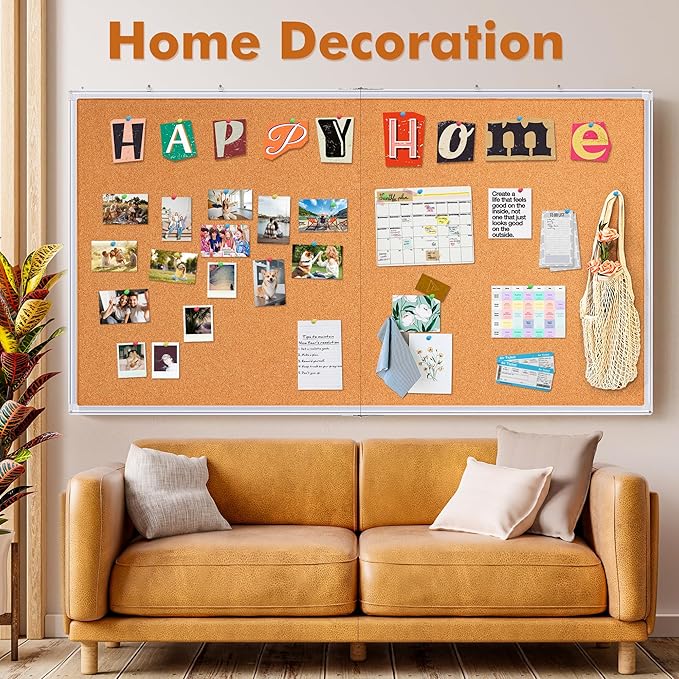 maxtek Large Cork Board 72 x 48 in, Bulletin Board for Walls, 6'x 4' Extra Aluminum Framed Corkboard, Foldable Wall Mounted Back to School Pin Memo Notice Cork Board for Office, Home Wall Display-DeskLoop Office