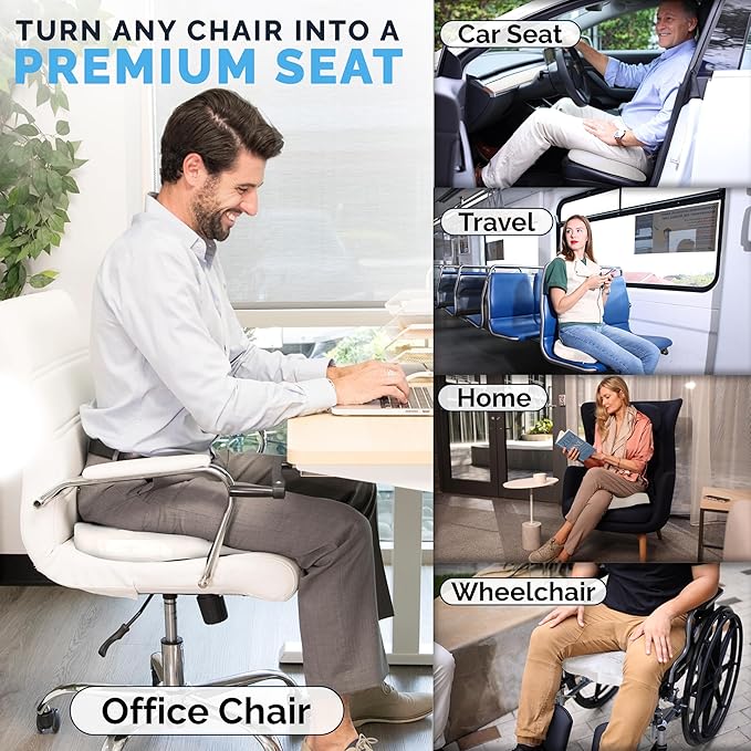 ComfiLife Premium Gel & Memory Foam Seat Cushion – Doctor Recommended Office Chair Cushion, Car Seat Cushion – Chair Cushions for Back & Sciatica Pain Relief – Seat Cushions for Office & Desk (Beige)-DeskLoop Office