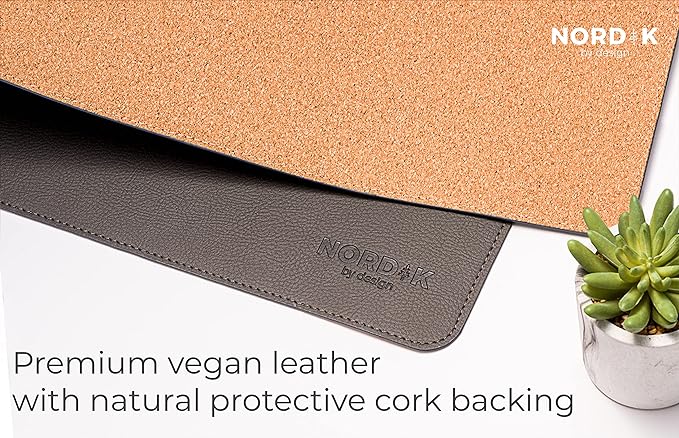 Nordik Cork Leather Desk Mat Cable Organizer - Image 4