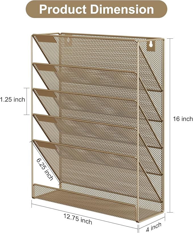 EasyPAG 5 Tier Wall File Holder, Mesh Hanging Folder Organizer - Image 8