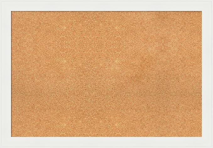 Amanti Art Natural Cork Board for Wall, 27x39 Vision Board with White Frame, Large Corkboard Office Decor for Home Organization, Casual Corkboard Pinboard to Display Items for Home Organization in-DeskLoop Office