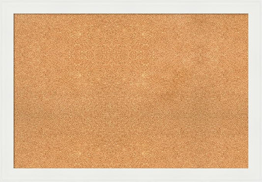 Amanti Art Natural Cork Board for Wall, 27x39 Vision Board with White Frame, Large Corkboard Office Decor for Home Organization, Casual Corkboard Pinboard to Display Items for Home Organization in-DeskLoop Office