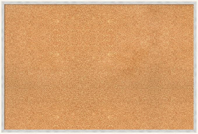 Amanti Art Natural Cork Board for Wall, 25x37 Vision Board with White Frame, Large Corkboard Office Decor for Home Organization, Modern Corkboard Pinboard to Display Items for Home Organization in-DeskLoop Office
