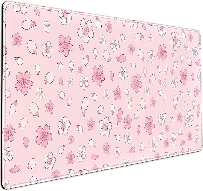 LuckyCow Pink Cherry Blossom Large Mouse Pad XXL 31.5''x15.7'', Pastel Anime by LuckyCow