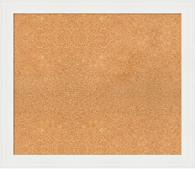 Amanti Art Natural Cork Board for Wall, 25x29 Vision Board with White Frame, Medium Corkboard Office Decor for Home Organization, Casual Corkboard Pinboard to Display Items for Home Organization in-DeskLoop Office