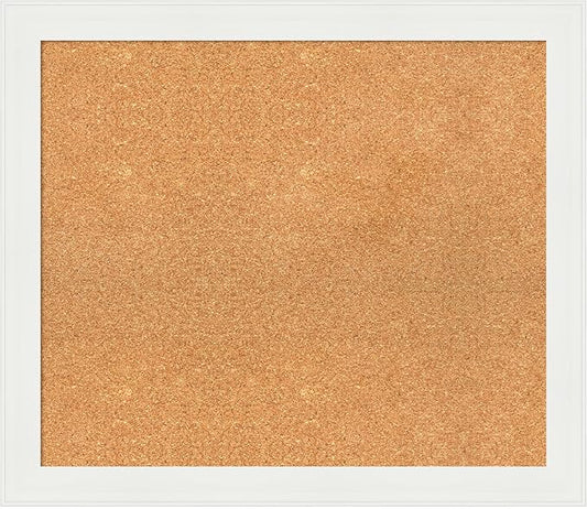 Amanti Art Natural Cork Board for Wall, 25x29 Vision Board with White Frame, Medium Corkboard Office Decor for Home Organization, Casual Corkboard Pinboard to Display Items for Home Organization in-DeskLoop Office