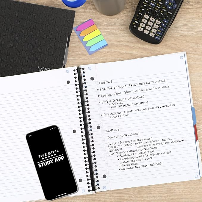 Five Star Advance Spiral Notebook + Study App, 3 Subject, College Ruled Paper - Image 3
