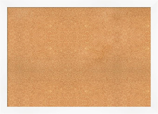 Amanti Art Natural Cork Board for Wall, 31x43 Vision Board with White Frame, X-Large Corkboard Office Decor for Home Organization, Modern Corkboard Pinboard to Display Items for Home Organization in-DeskLoop Office