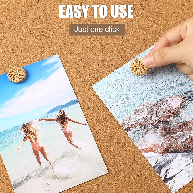 Honoson 12 Pcs Woven Rattan Push Pins - Image 3