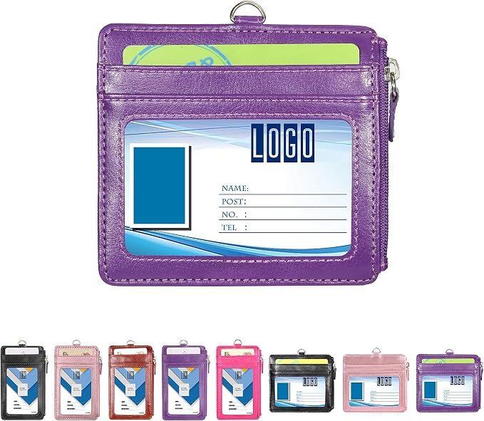 Badge Holder with Zip, Wisdompro 2-Sided PU Leather ID Badge Holder with 1 ID - Image 9