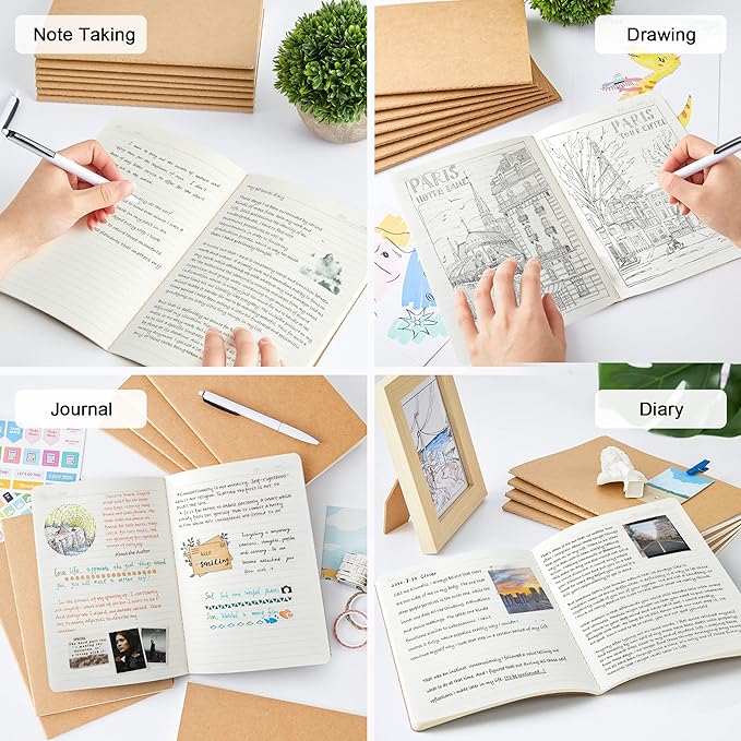 feela 60 Pack Kraft Notebooks Bulk, Lined Travel Journals Note Pad Notebooks - Image 5