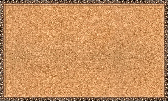 Amanti Art Natural Cork Board for Wall, 24x40 Vision Board with Bronze Frame, Large Corkboard Office Decor for Home Organization, Traditional Corkboard Pinboard to Display Items for Home Organization-DeskLoop Office