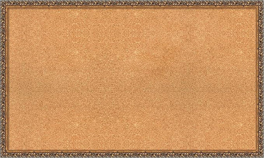 Amanti Art Natural Cork Board for Wall, 24x40 Vision Board with Bronze Frame, Large Corkboard Office Decor for Home Organization, Traditional Corkboard Pinboard to Display Items for Home Organization-DeskLoop Office
