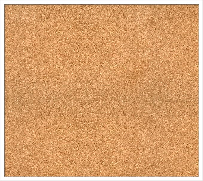 Amanti Art Natural Cork Board for Wall, 33x37 Vision Board with White Frame, X-Large Corkboard Office Decor for Home Organization, Modern Corkboard Pinboard to Display Items for Home Organization in-DeskLoop Office