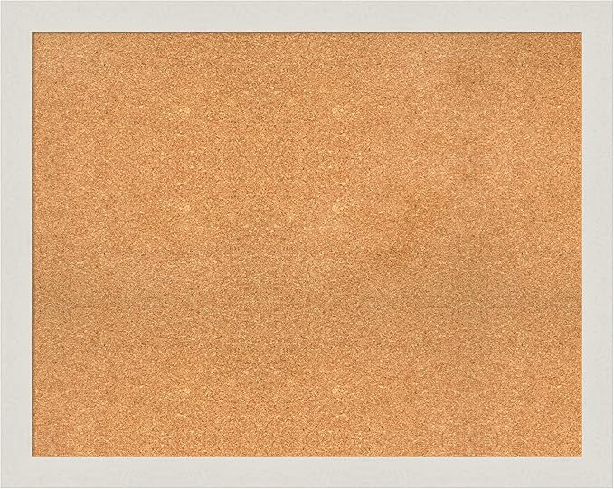Amanti Art Natural Cork Board for Wall, 31x39 Vision Board with White Frame, Large Corkboard Office Decor for Home Organization, Country Rustic Corkboard Pinboard to Display Items for Home-DeskLoop Office