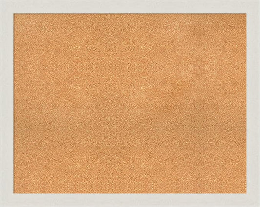 Amanti Art Natural Cork Board for Wall, 31x39 Vision Board with White Frame, Large Corkboard Office Decor for Home Organization, Country Rustic Corkboard Pinboard to Display Items for Home-DeskLoop Office